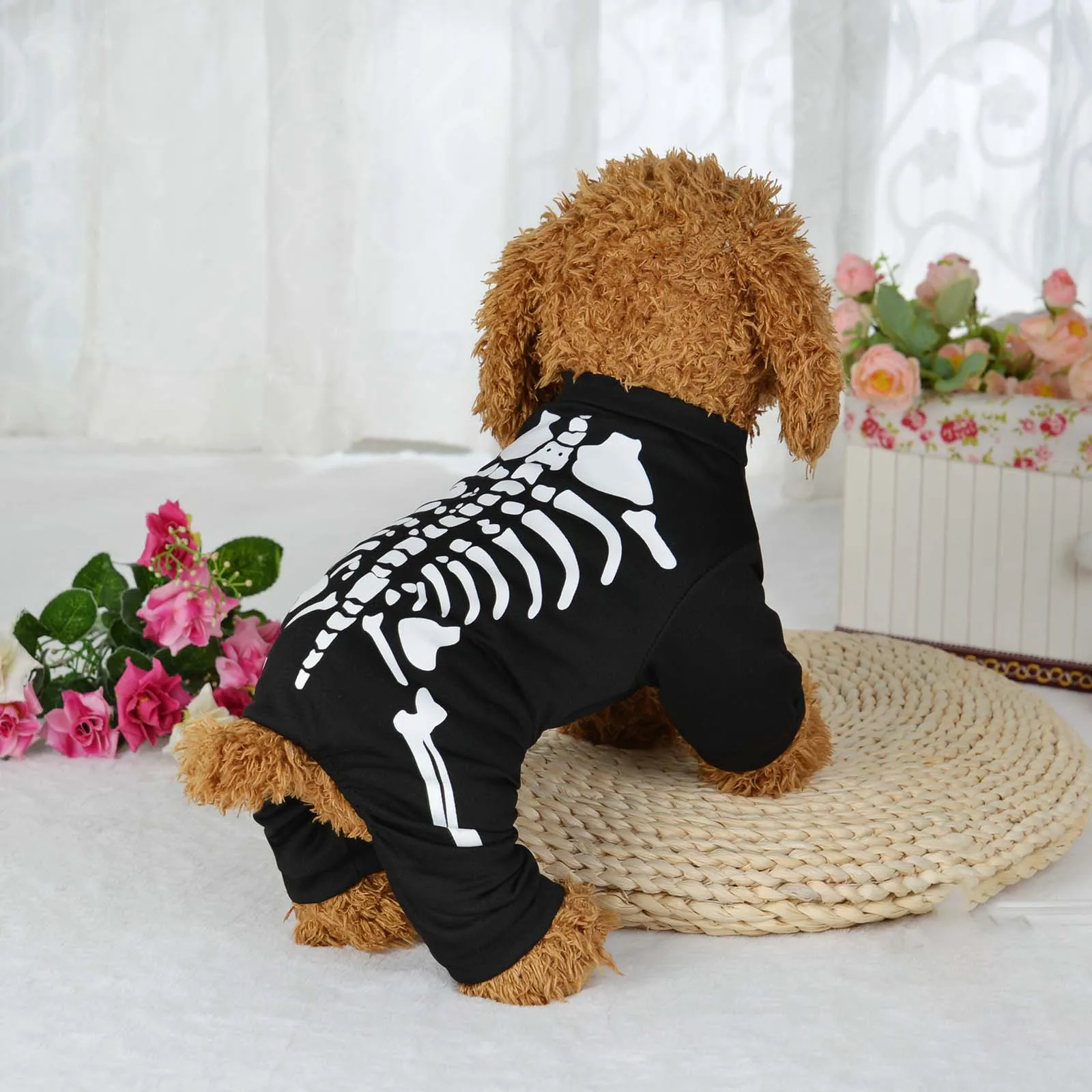 Halloween Skeleton Dog Costume Decorative Pet Clothes Pet Halloween Costume for Festival Puppy Kitten Holiday Party Dogs Cats