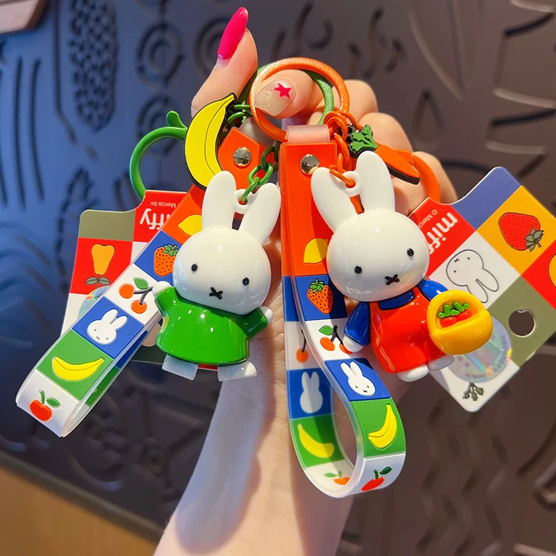 Kawaii أنيمي ميفي أرنب المفاتيح لطيف الكرتون زوجين سيارة حلقة رئيسية حقيبة أفخم قلادة الكرتون ملحق الزخرفية لفتاة هدية