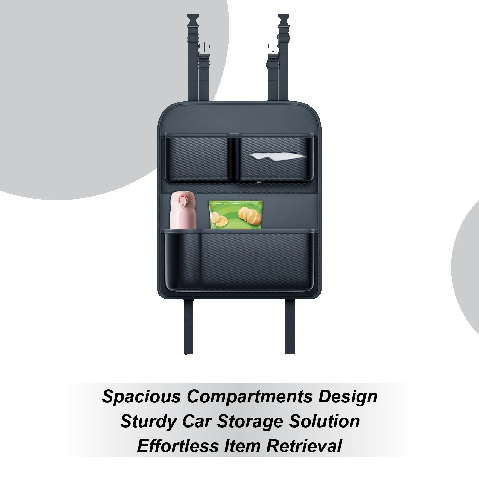 

Backseat Organizer With Tissue Box Multi-Pocket Back Of Seat Car Organizer Kick Mats For Truck SUV RV Sedan Vehicle Road Trip