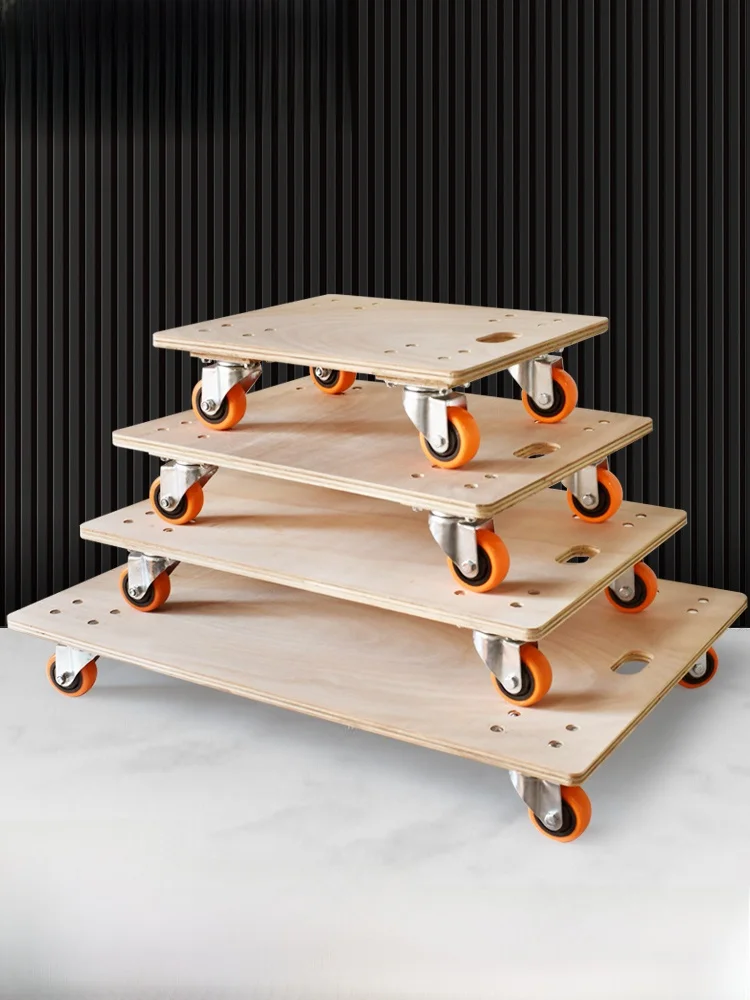 thickened-wood-board-turtle-driver-hand-push-cart-plastic-mobile-trailer-car-small-box-car-four-wheel-hand-truck-portable-sho