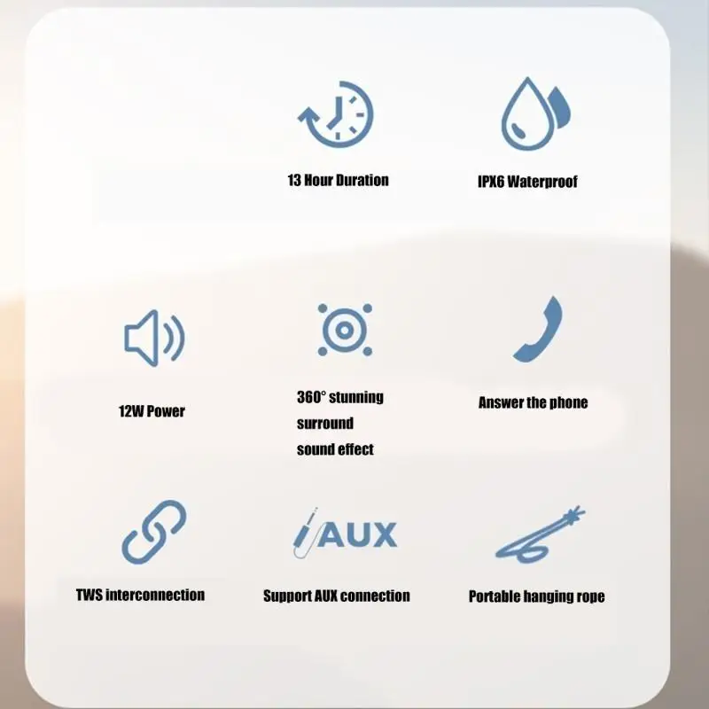 

Stereo Pairing Bluetooth-compatible Speaker IPX6 Waterproof 13H Service Time Clear Sound for Outdoor Camping F19E