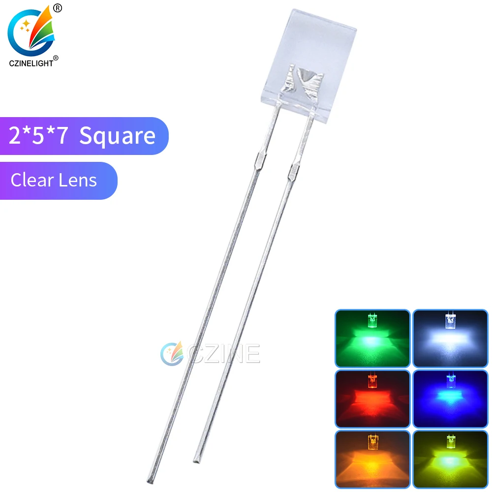 

1000pcs/bag 1000pcs 2x5x7mm LED Water Clear Yellow Orange Red Green Blue Yellow Orange Square Lamp 257 LED LIGHTIN Diode