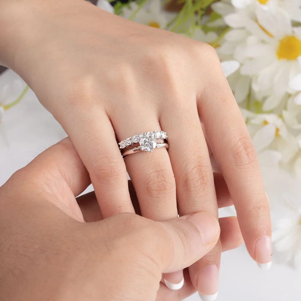 0.7ct Moissanite Ring for Women Lab Diamond Rings Wedding Bands Original 925 Sterling Silver Round Cut D Color VVS1 Fine Jewelry