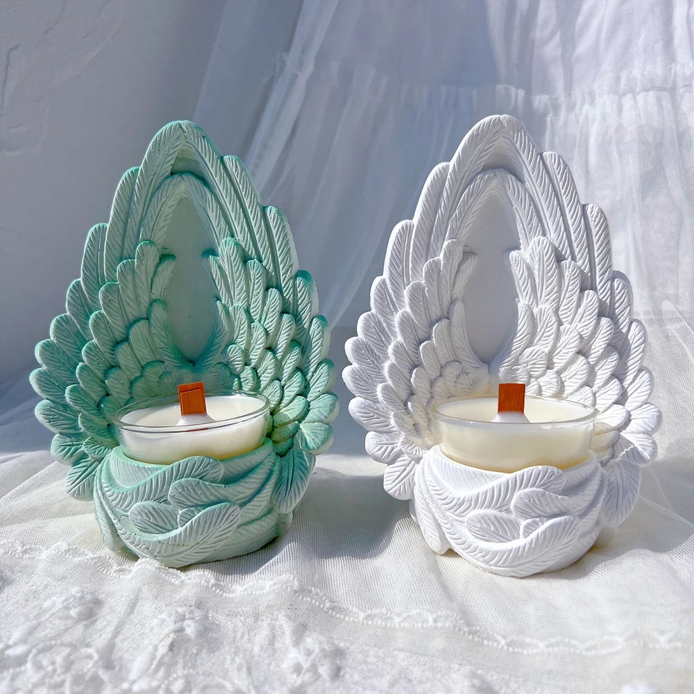 

Angel Wings Silicone Candle Mold for Candle Holder Tea Light Cement Candlestick Jar Gypsym Concrete Succulent Planter Mould