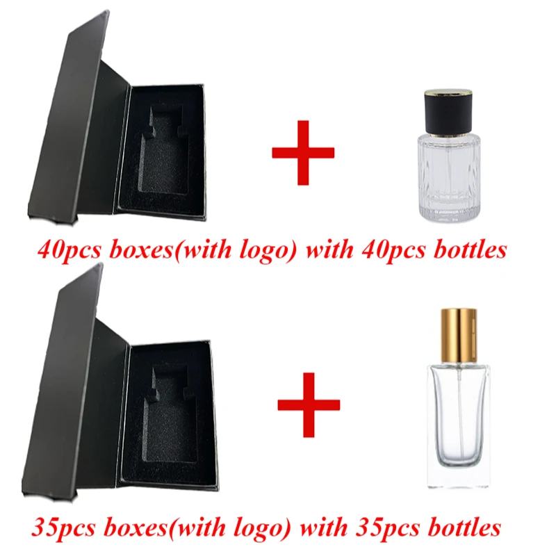 75Pcs/lot 30ml and 50ml Perfume Spray Bottle with Box Packaging Customized Logo Rectangle Box for Perfume Bottle Wholesale