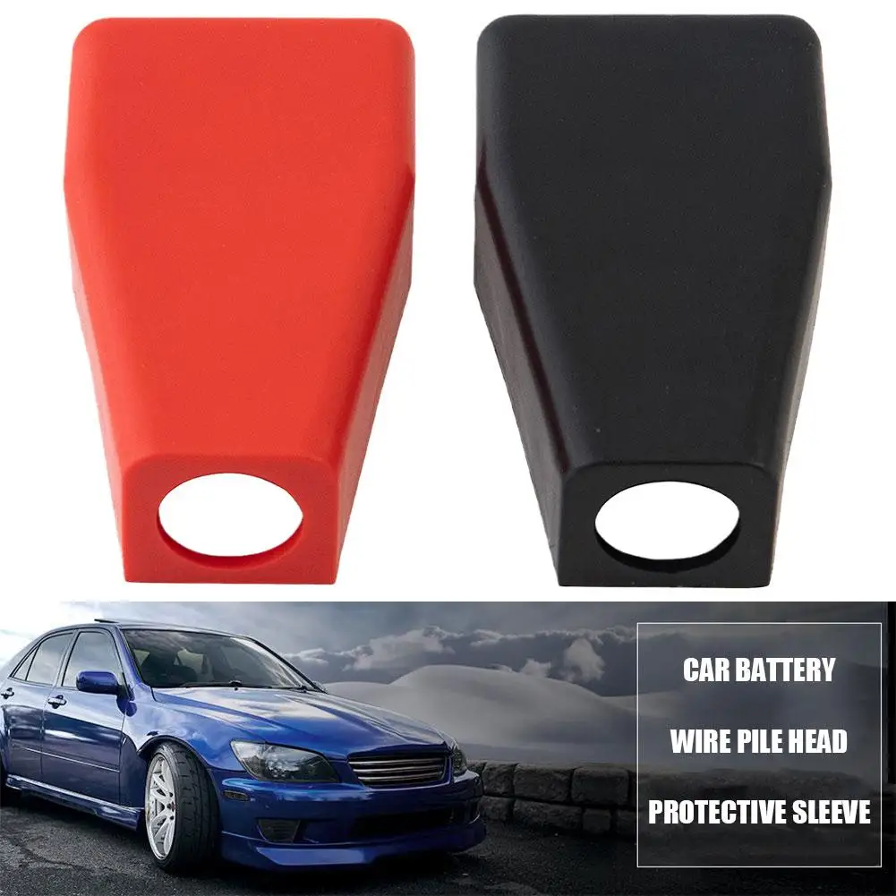 2pcs Car Battery Terminal Covers Positive Negative Post Cap Protection Insulate Case Battery Wire Connectors Rubber Sleeve