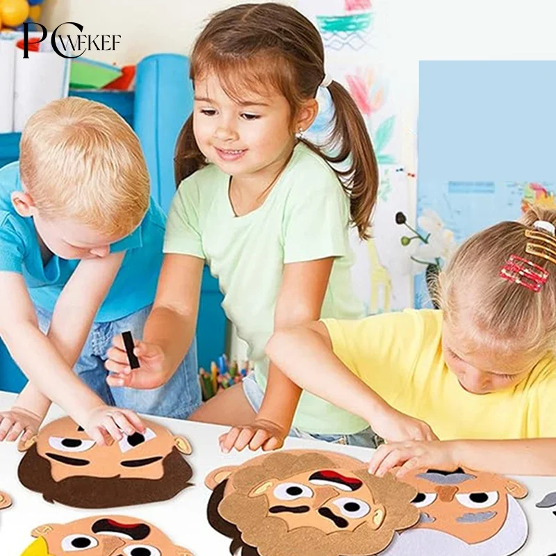 Montessori Facial Expression Game DIY Felt Expression Stickers Emotional Change Toy Toddlers Educational Toys Teaching Supplies