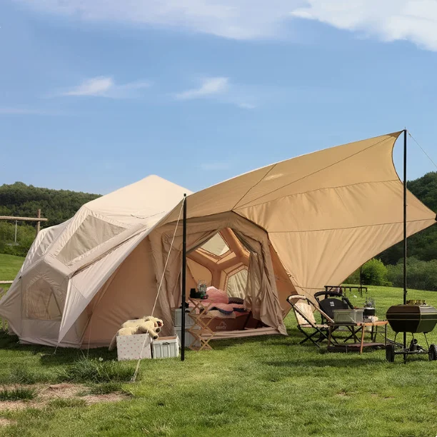 

Newest Outdoor Tent Luxury Portable Four-Season Double-Layer Round Large Inflatable Waterproof Tent with Free Pump