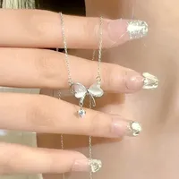 Exquisite Clavicle Chain Elegant Scrub Bow Pendant Necklace For Women Girls Temperament Collar Chain Korean Student Choker y2k