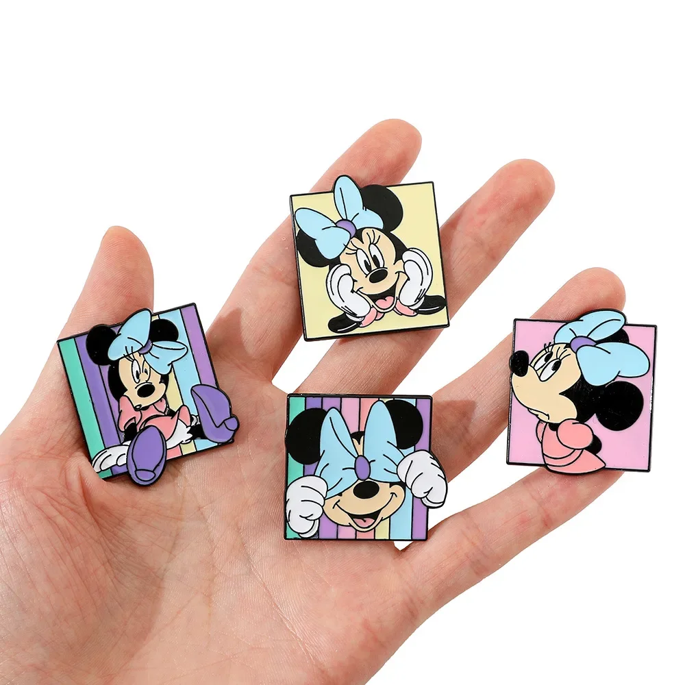 Hot Disney Anime Minnie Metal Brooch Different Forms of Cartoon Image Creative Lapel Enamel Pins To Decorate Outfits Personality