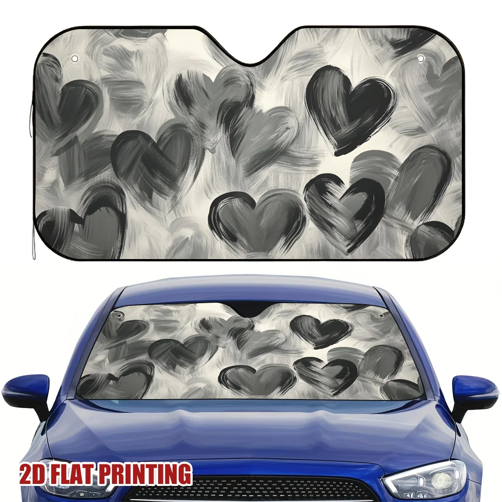 1pc Abstract Heart-shaped Graffiti Car Visor Film To Reduce Sun Glare, Ideal For Daily Commuting And Long-distance Travel, Ensur