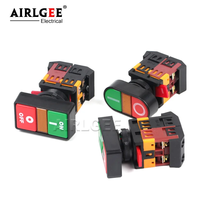 APBB-22/AS-22/PPBB-30 22mm/25mm/30mmON/Off Start Stop Double Push Button Switch Self-reset/Momentary Light Switch 10A/ AC600V image 2