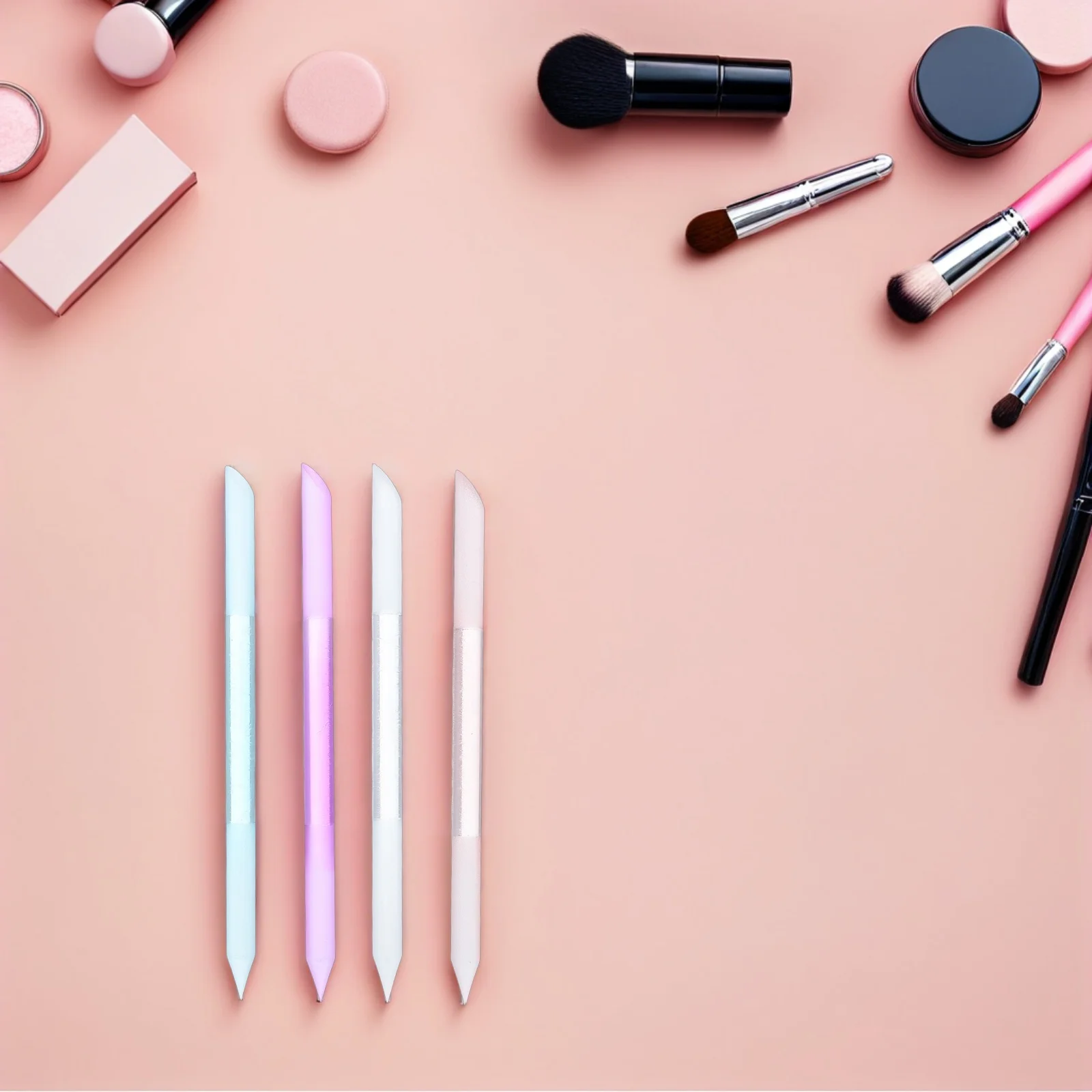 

4Pcs Glass Nail File Stick: Cylindrical Double-Sided Tool for Hygienic Nail Shaping and Cuticle Removal with Nano Glass Buffer