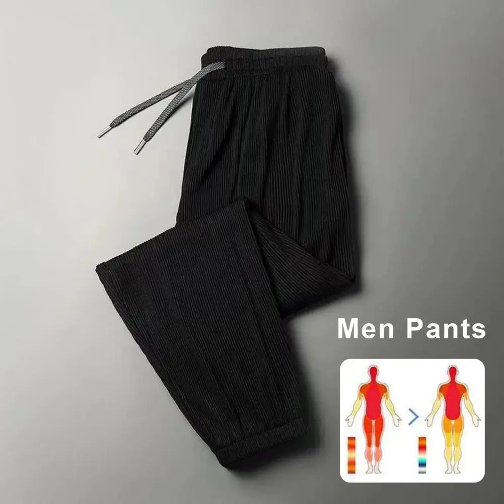 Men Activewear Bottoms Slim Fit Quick Dry Men's Gym Training Jogging Sweatpants with Elastic Waist Side Pockets Solid Color Long