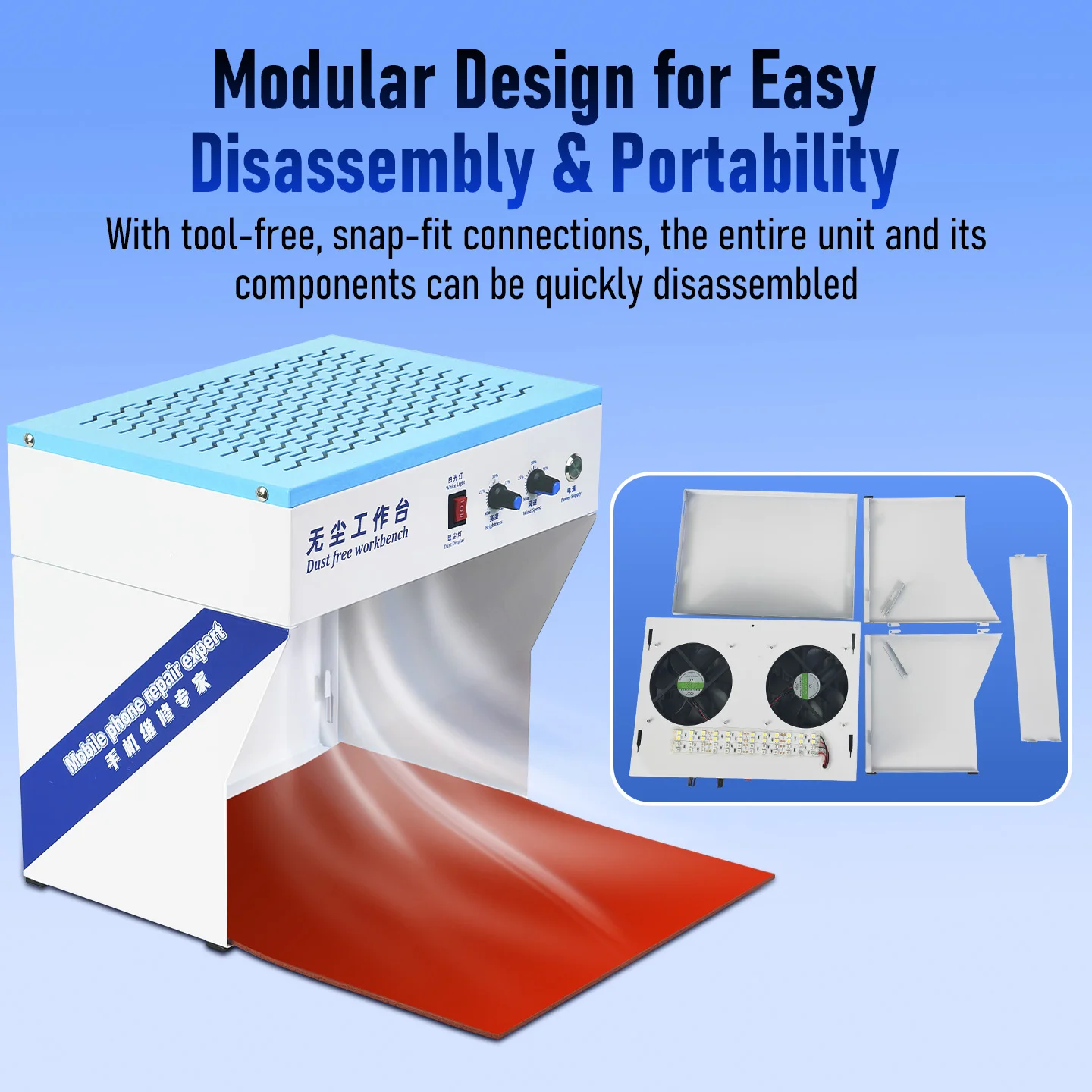

Clean workbench mobile screen repair, screen film application to prevent dust, OCA pressure screen bonding, screen replacement,