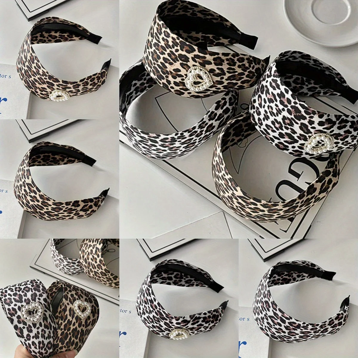 

Elegant Leopard Hair Hoop Wide Headband Non-Slip Grip Soft Comfort Retro Style Party Hair Accessories for Women Girls Headwear