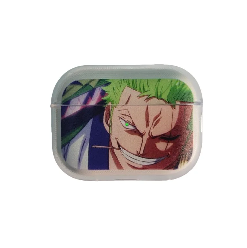 Roronoa Zoro Glowing eyes One Piece Earphone Phone Case for Apple AirPods 1 2 3 Pro 4 Pro2 2nd Cartoon headset headphone Cover
