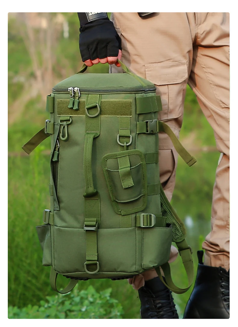 Taktischer Angelrucksack, Tackle-Tasche mit Rutenhaltern, Aufbewahrung von Fischgeräten, Molle, Camping, Wandern, Outdoor, multifunktionale Tasche – Detail 19