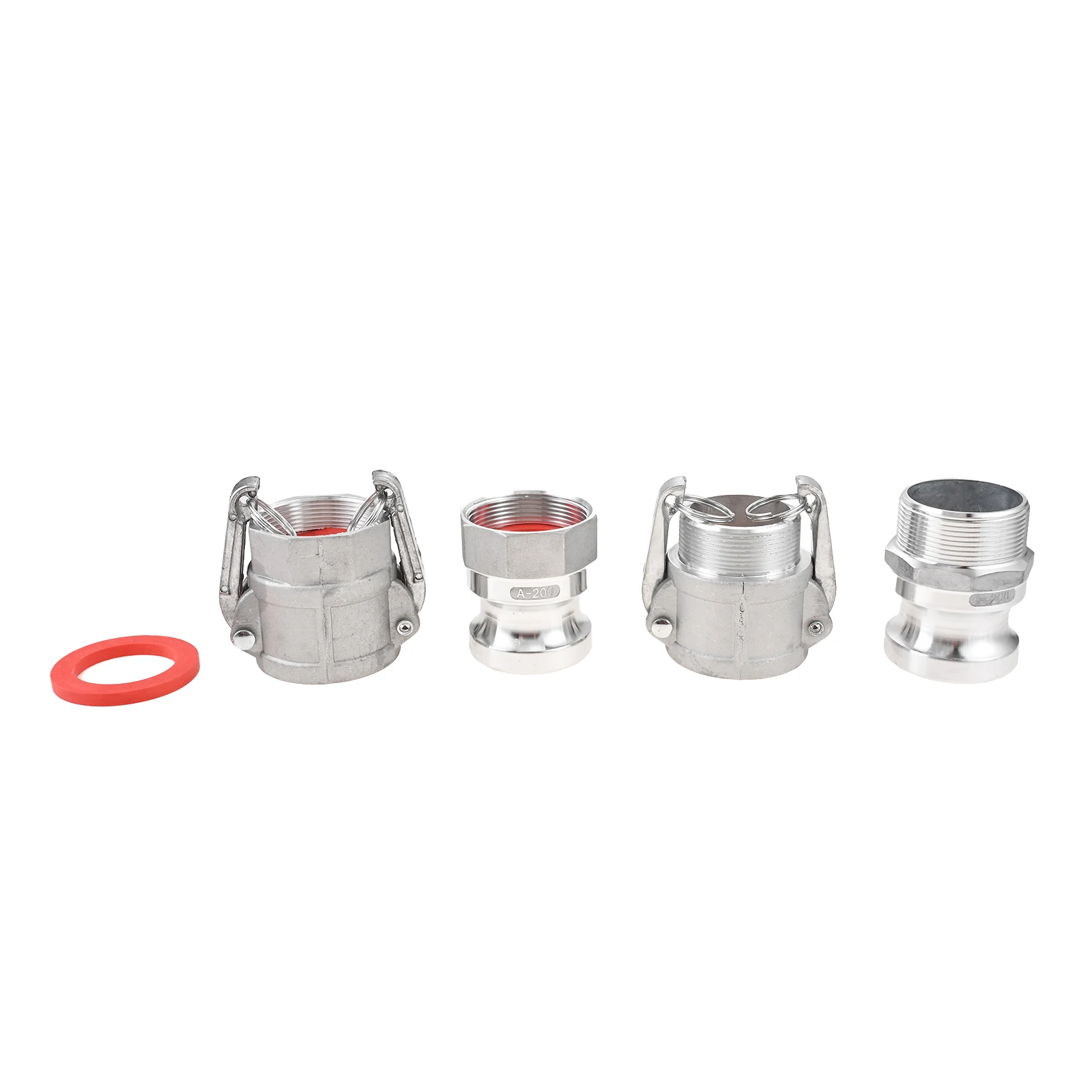 

2PCS Aluminum Camlock (2" Part D) Cam & Groove Hose Fittings+2PCS Global Type A Cam and Groove Hose Fitting