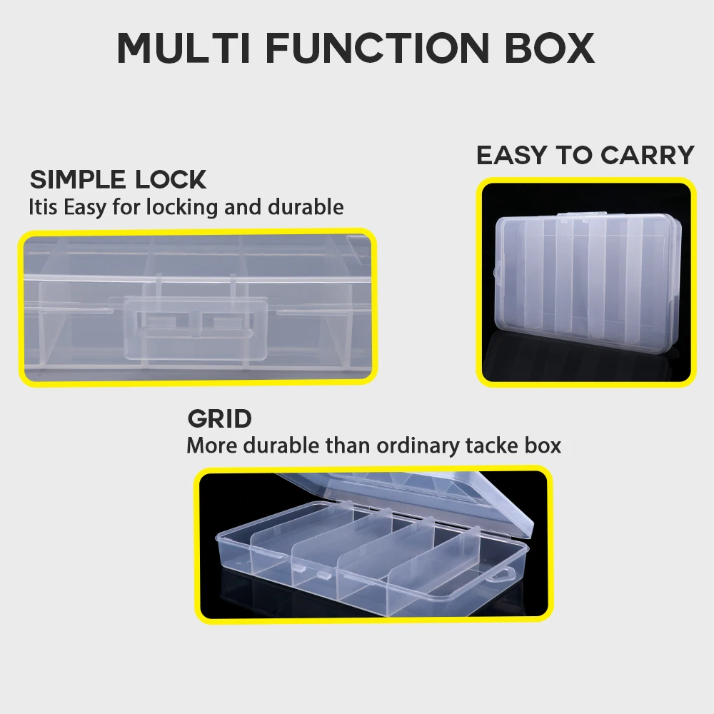 GOBASS Convenient Organizer Container Plastic Fishing Tackle Box 5 Grids Compartments Lure Hook Storage Case Fishing Accessories