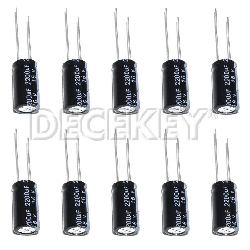 10pcs 2200UF 16V Aluminum Electrolytic Capacitor Radial DIP High Frequency Low ESR Capacitors