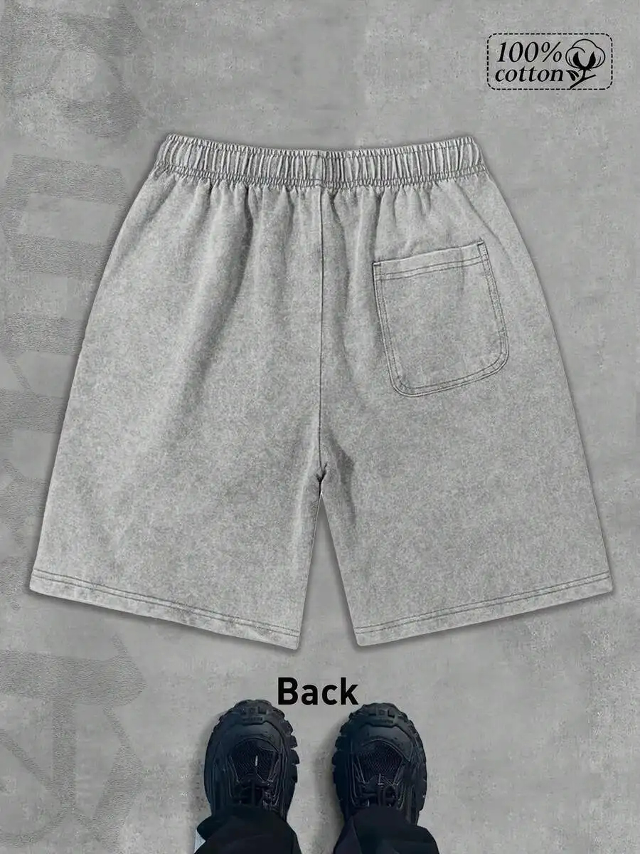Mens Cotton Shorts Water Washed Vintage Casual Shorts With Pocket
