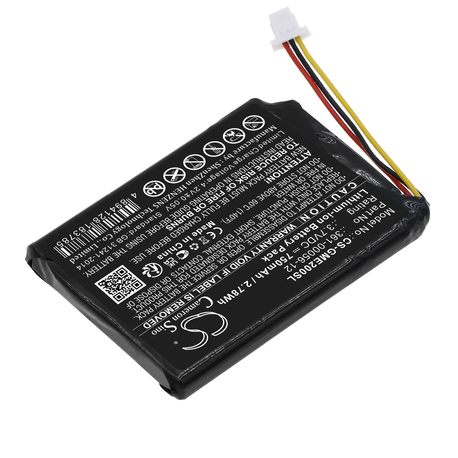 Cameron Sino Battery 3.7V/750mAh 361-00056-12 for Garmin EDGE Explore 2, Dezl OTR700