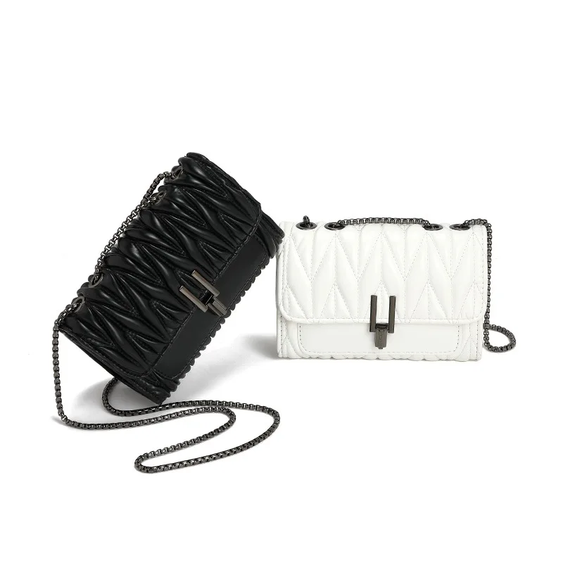 

High-end Texture Pleated Chain Bag 2024 Summer New Temperament Versatile Shoulder Bag Crossbody Bag