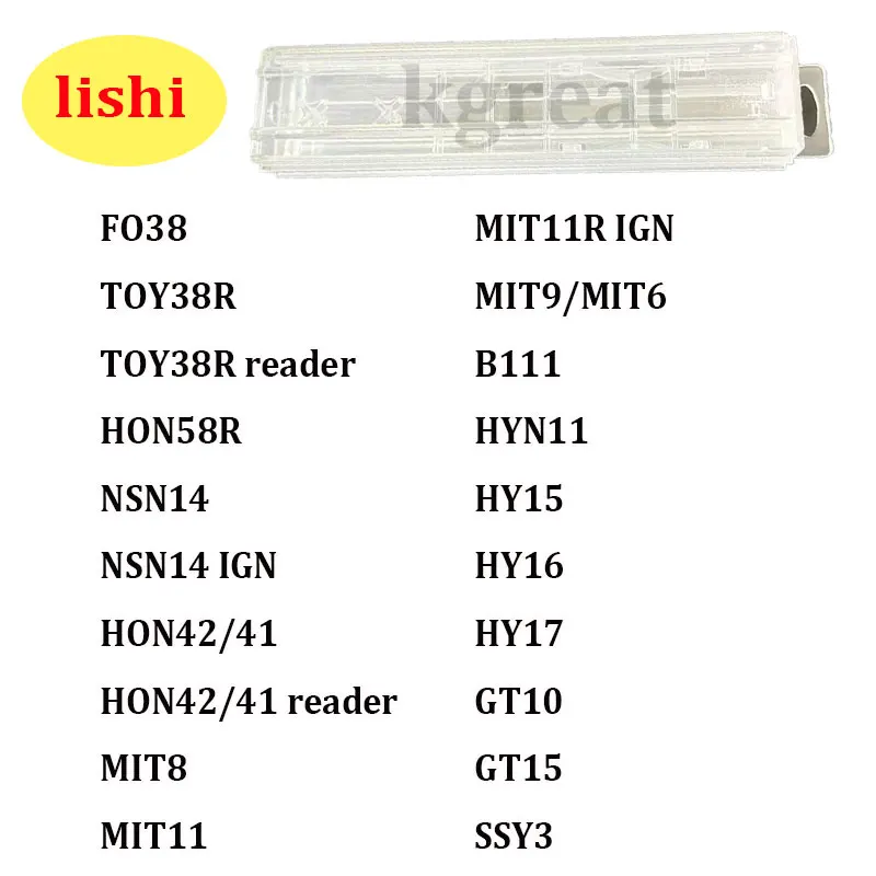 Lishi 2 in1 Tool FO38 TOY38R HON58R NSN14 HON41/41 MIT8 MIT11 MIT9/MIT6 B111 HYN11 HY15 HY16 HY17 GT10 GT15 SSY3 for Car Key
