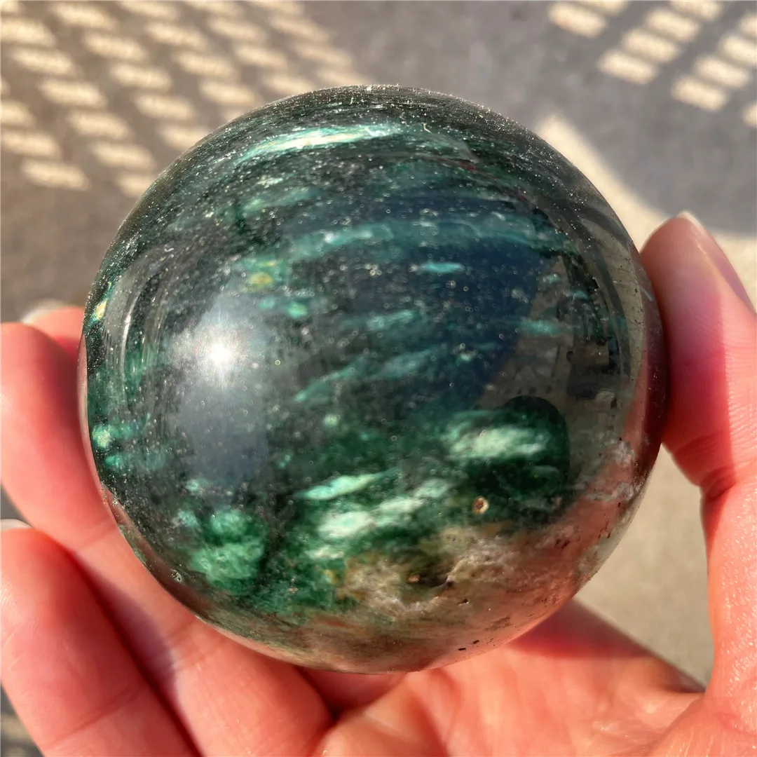 

5-7cm Natural Rare Green Quartz Sphere Kmaite Mica Ball Euchlorite Crystals Decorative Gem Stones Collection Mineral Rocks