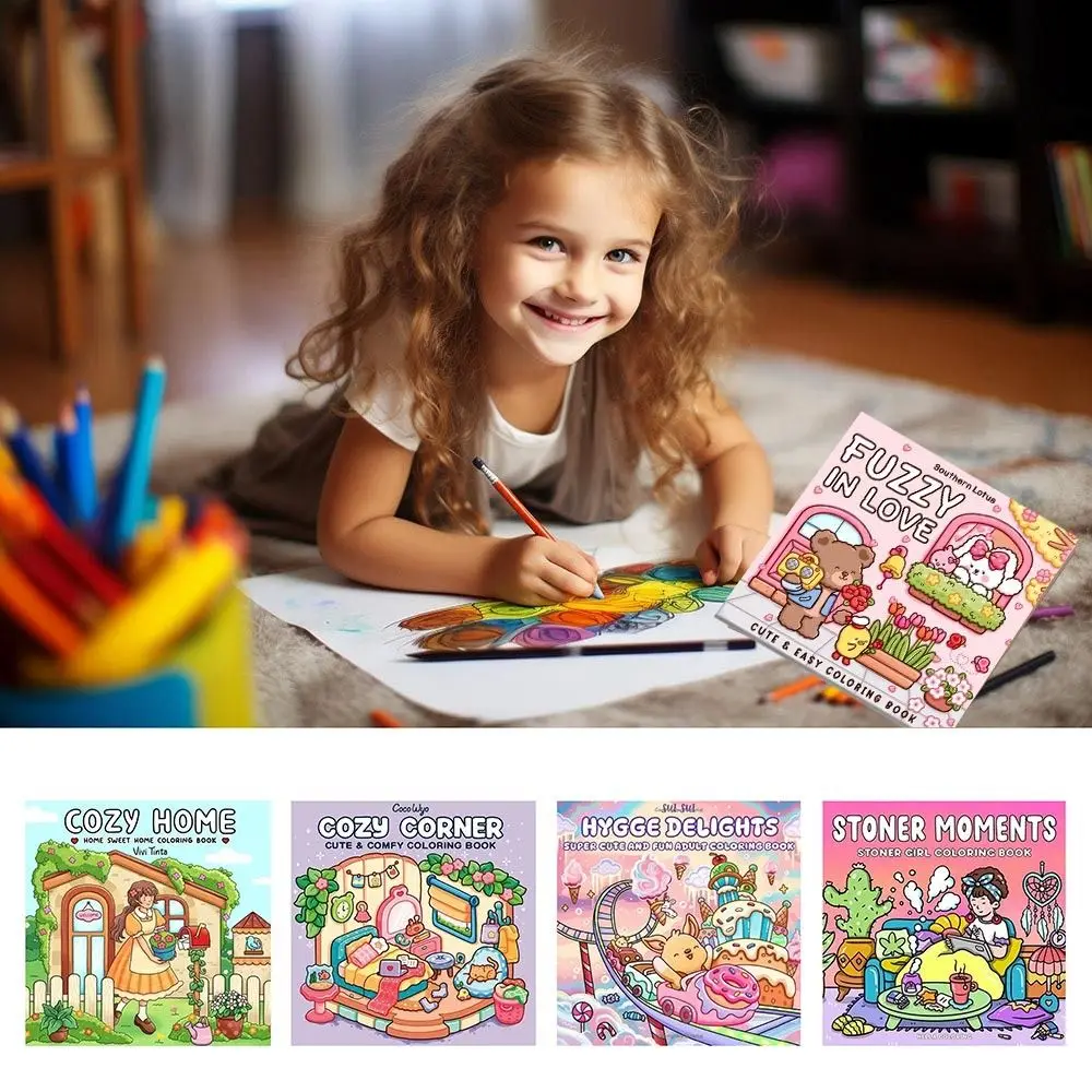 كتاب تلوين كرتوني إبداعي هدية رسم تعليمية كتاب رسم جرافيتي لتخفيف التوتر غلاف ورقي للبالغين والمراهقين