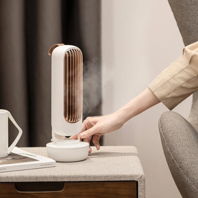 ZAY-F002 Retro Mini Tower Fan USB Office Desktop Fan Water Cooling Cooling Humidification Spray Portable Small Fan