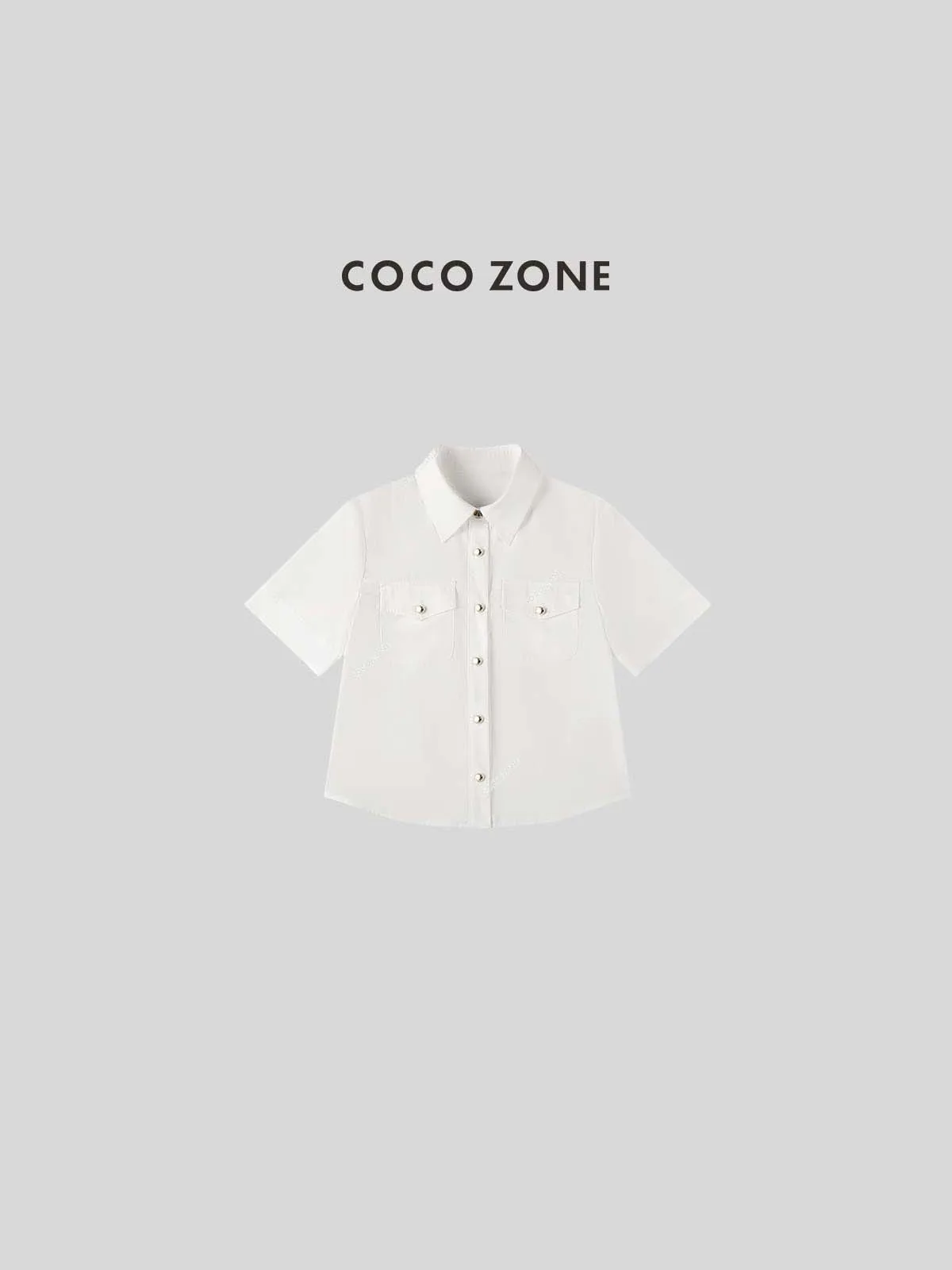 

Женская модная повседневная свободная рубашка Zone Early Spring Commute с воротником и коротким рукавом, универсальная модель 23C8729