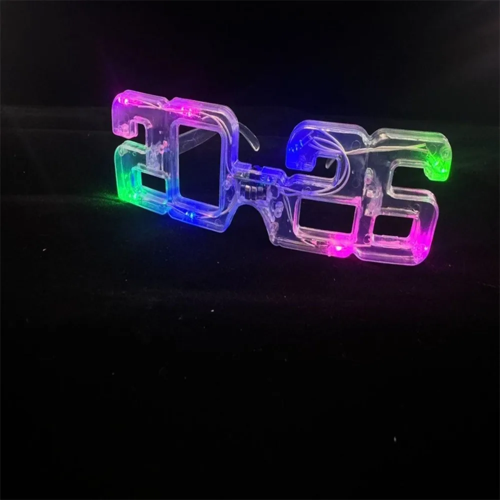 LED Glow 2026New Year Glow Glasses Square Shape Photographic Ornaments 2026 LED Glow Glasses Number Light Up