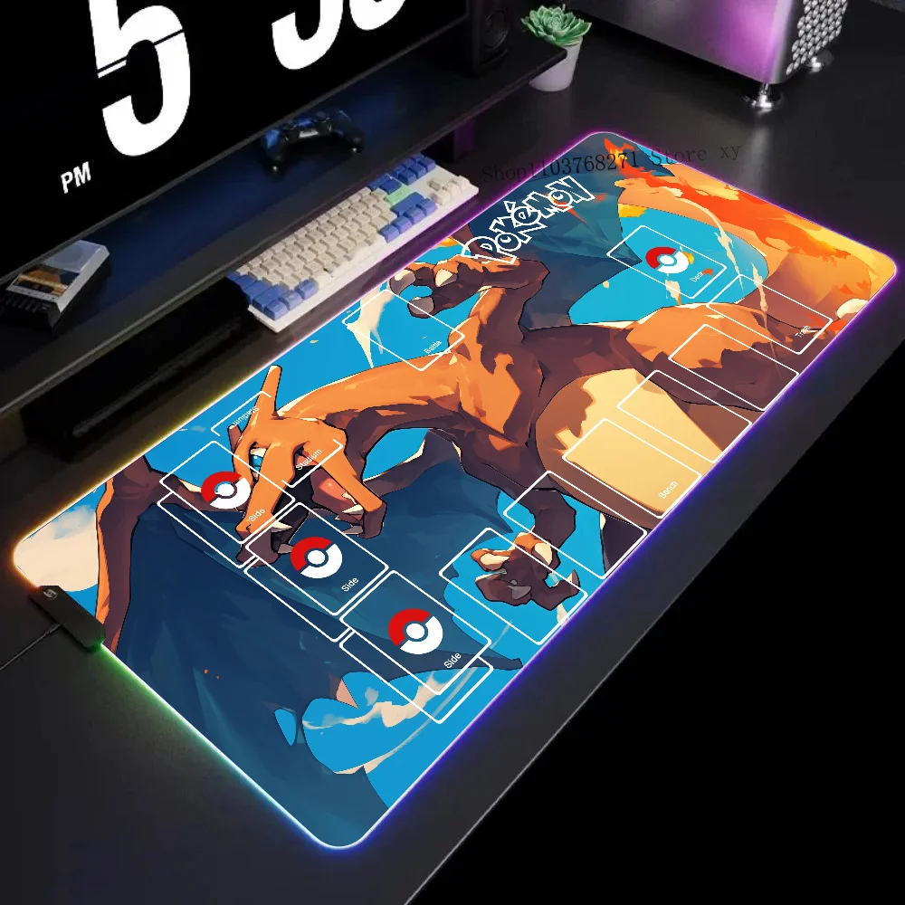 

Miniso Anime Cartoon Mousepad XXL RGB Gaming Mouse Pads HD Black Gamer Accessories Large LED P-Pokemons Charizard