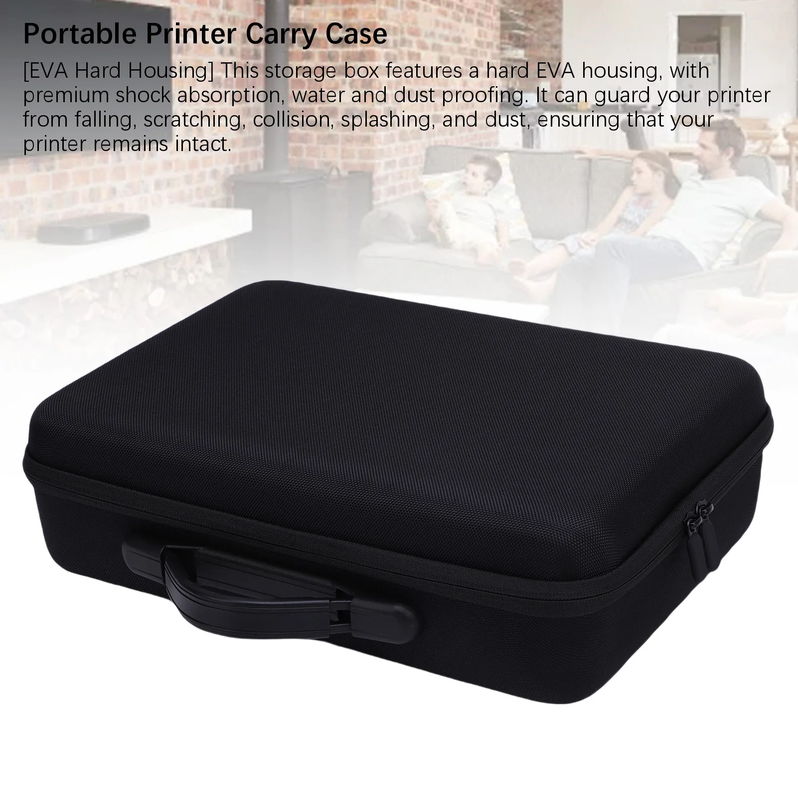 

Portable Printer Hard Case Wireless Mobile Printer Case Shock Absorption EVA Nylon Comfortable Grip with Mesh for Travel