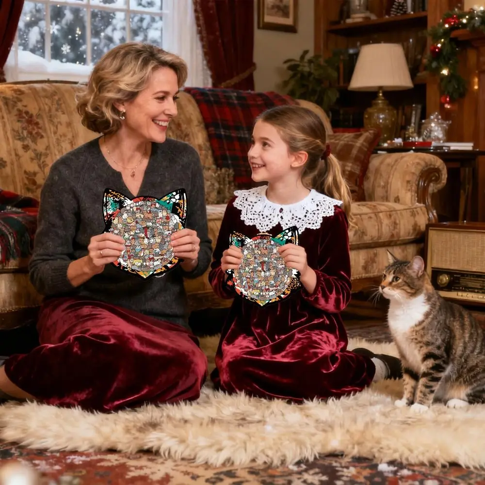 

135-piece Morandi-colored Cat-shaped Puzzle Macaron Color Cat Puzzle Ornaments Cat Wooden Jigsaw Puzzle