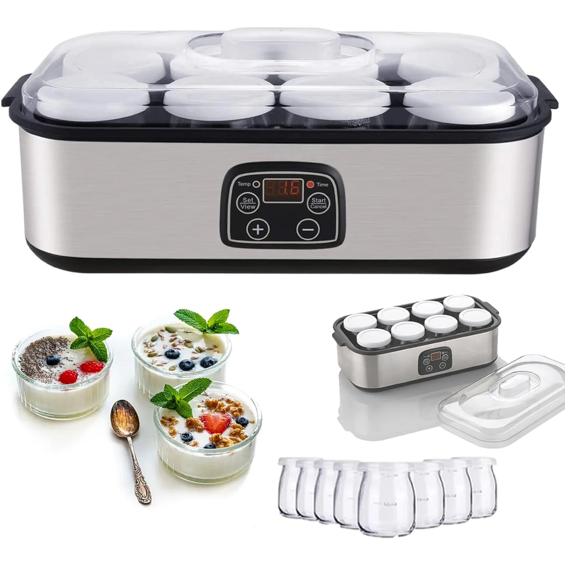 Cross Border 110V Electric Ice Cream Yogurt Maker Small 8 Cups Breakfast Set Fermenter Machine Milkshake Jam Pudding Maker