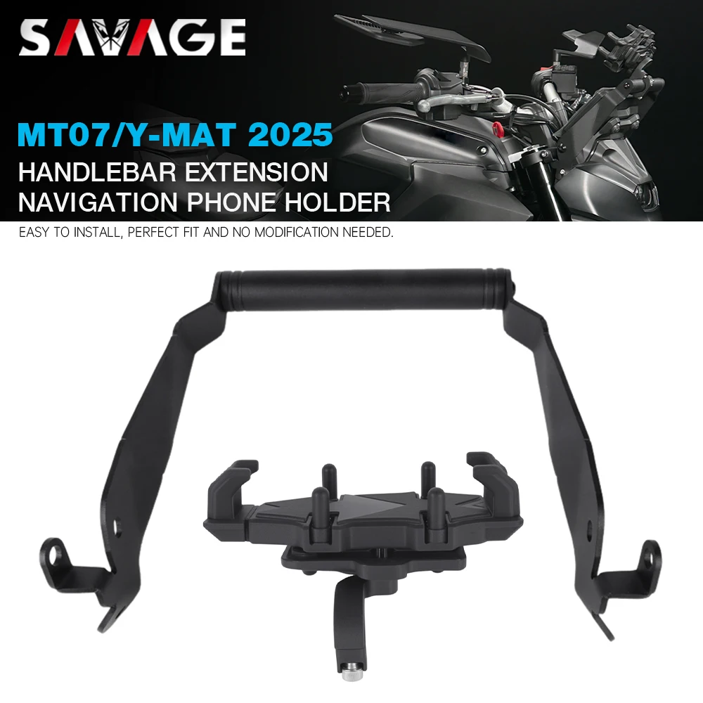 

For YAMAHA MT-07 2025 Motorcycle GPS Navigation Bracket Extension Handlebar MT07 Y-MAT Phone Holder Support 22mm Bar Crossbar