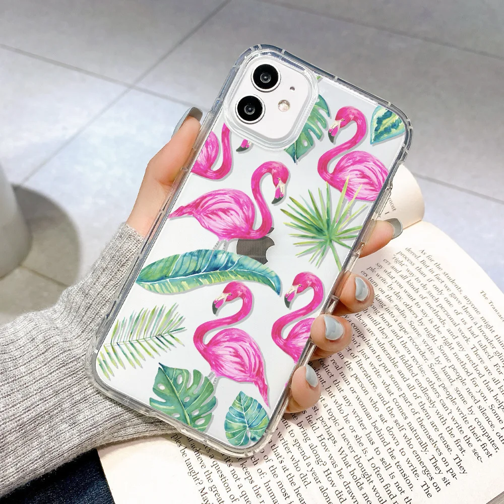 Чехол для телефона с изображением фламинго и авокадо для iPhone 16, 15, 14, 13, 12, 11 Pro XS MAX 7, XR 8 7 Plus, прозрачный чехол Fundas