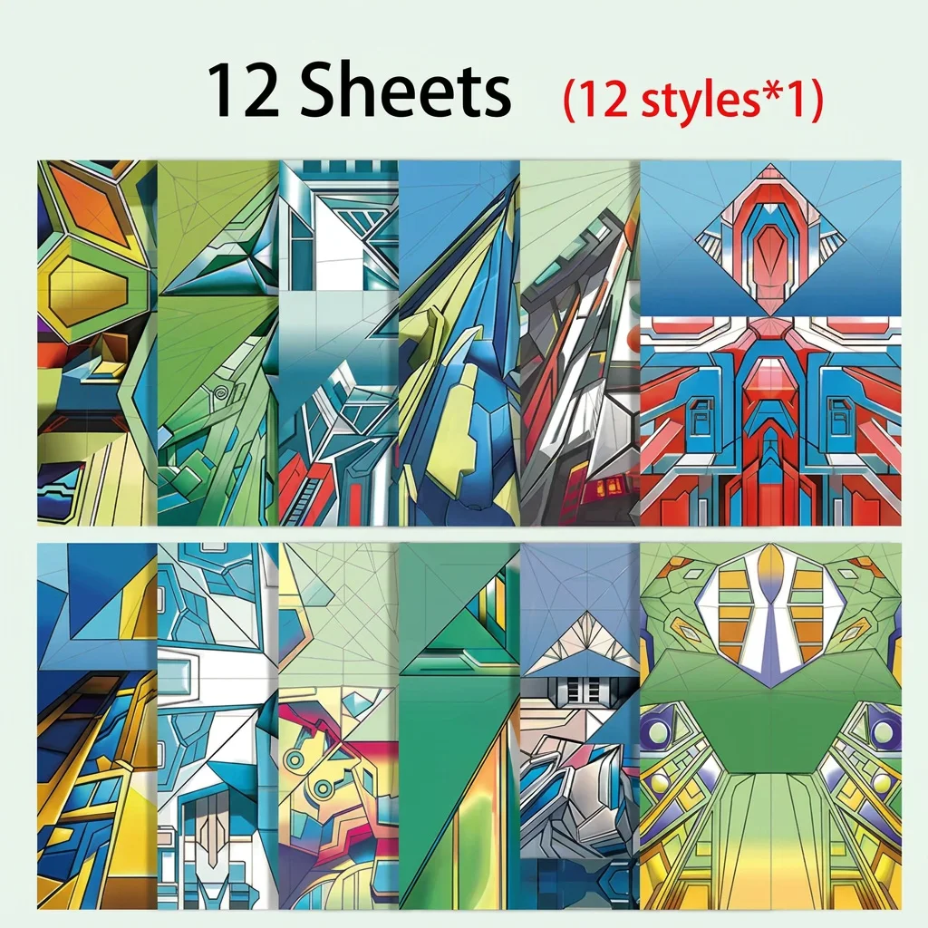 12 verschiedene Papierflugzeug-Bausätze, buntes Origami-Papier, handgefertigtes Bastelflugzeug, Geschenk für Schüler, Jungen und Mädchen