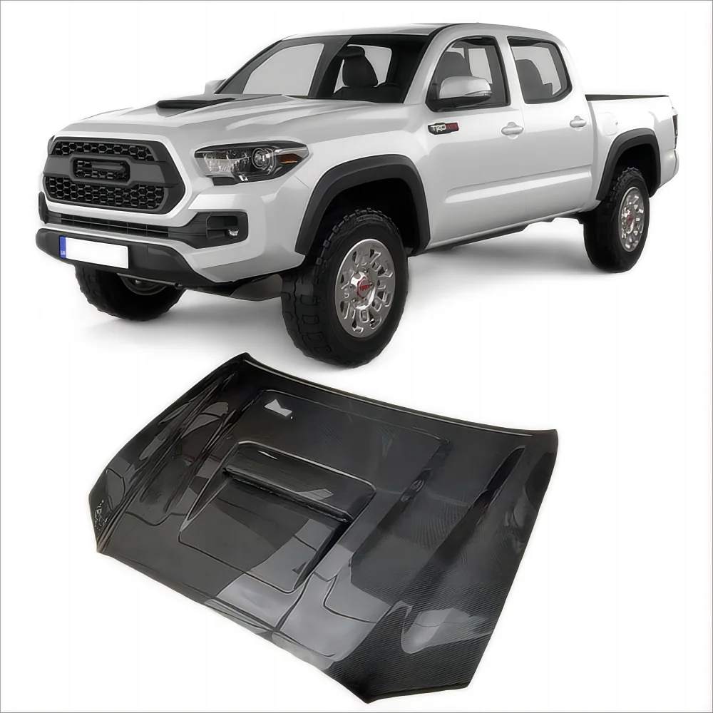 

Капот из углеродного волокна 2015-2020 для Toyota Tacoma, легкий модифицированный капот из углеродного волокна с открытым отверстием, новый сорт