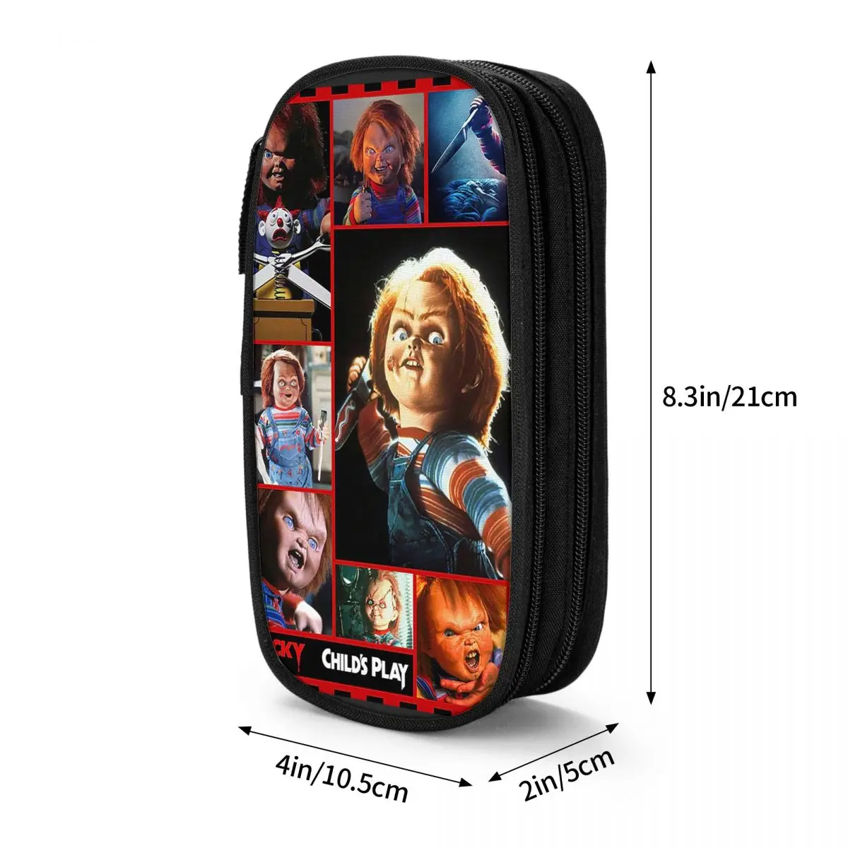 Imagem -06 - Horror Moive Lápis Case Criança do Jogo Personagem Chucky Caneta Caixa Bolsa Meninas Meninos Grande Capacidade Escritório Zíper Lápis Bolsa