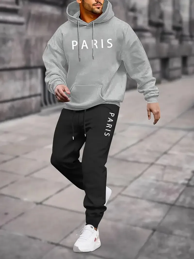 

The new men's hoodie set for Spring and Autumn 2025 is a casual fashionable comfortable and soft 3D letter print