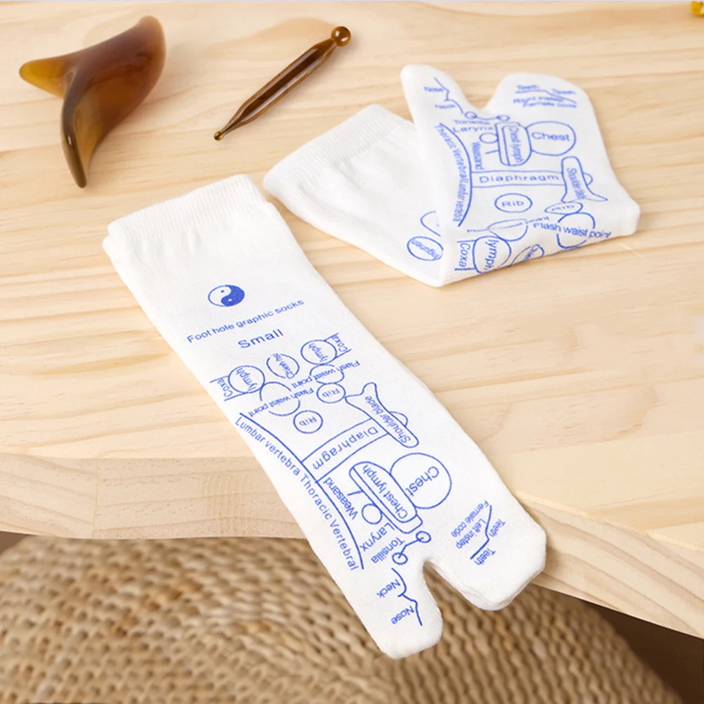 1Pair Foot Massage Socks Acupressure Reflexology Socks Yoga Foot Massage Foot Point Diagram Acupoint Socks With Massage Sticks