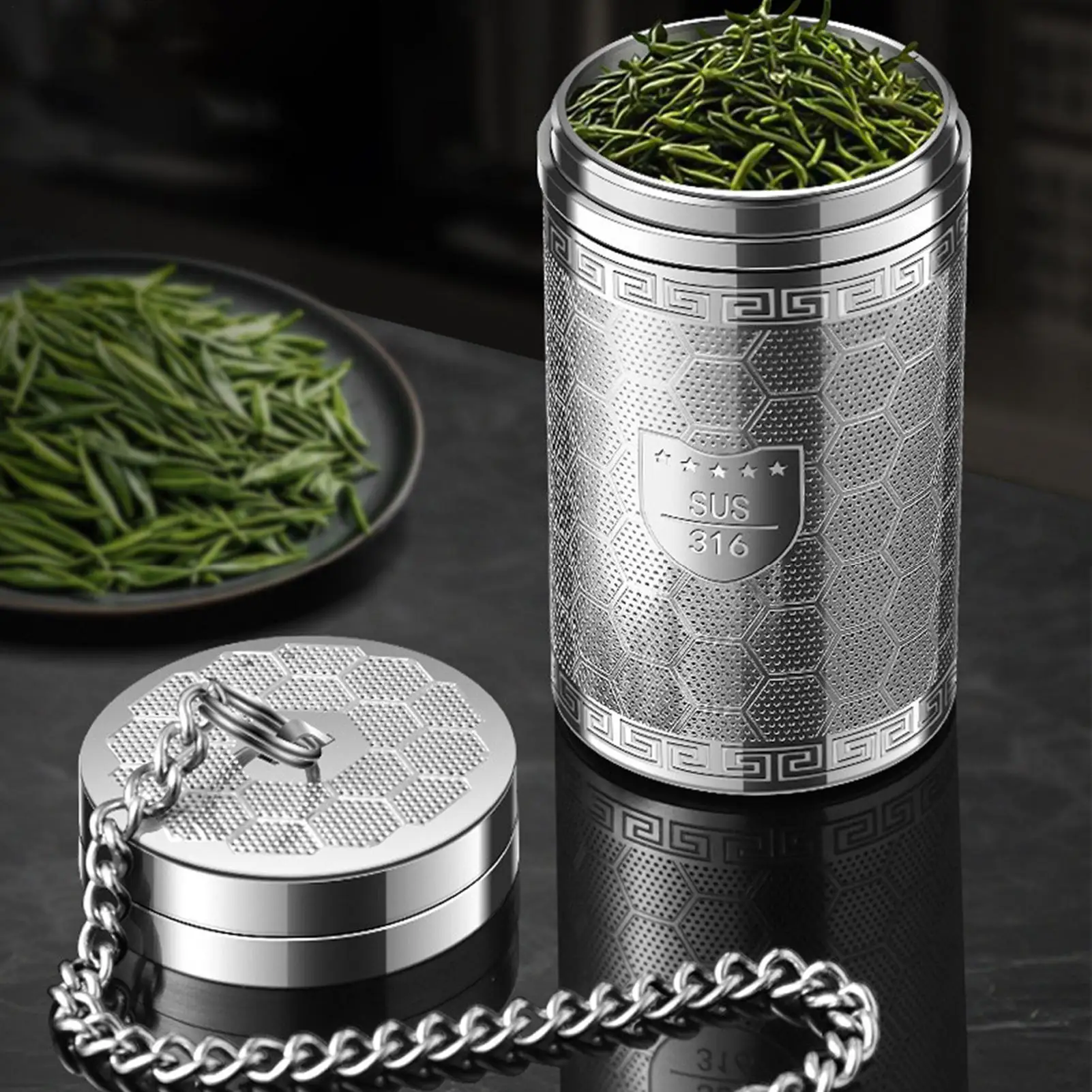 Infusor de Té de Acero Inoxidable con Cadena Extensible y Gancho, Colador de Té de Malla Extra Fina para Té Suelto, Filtro para Tetera