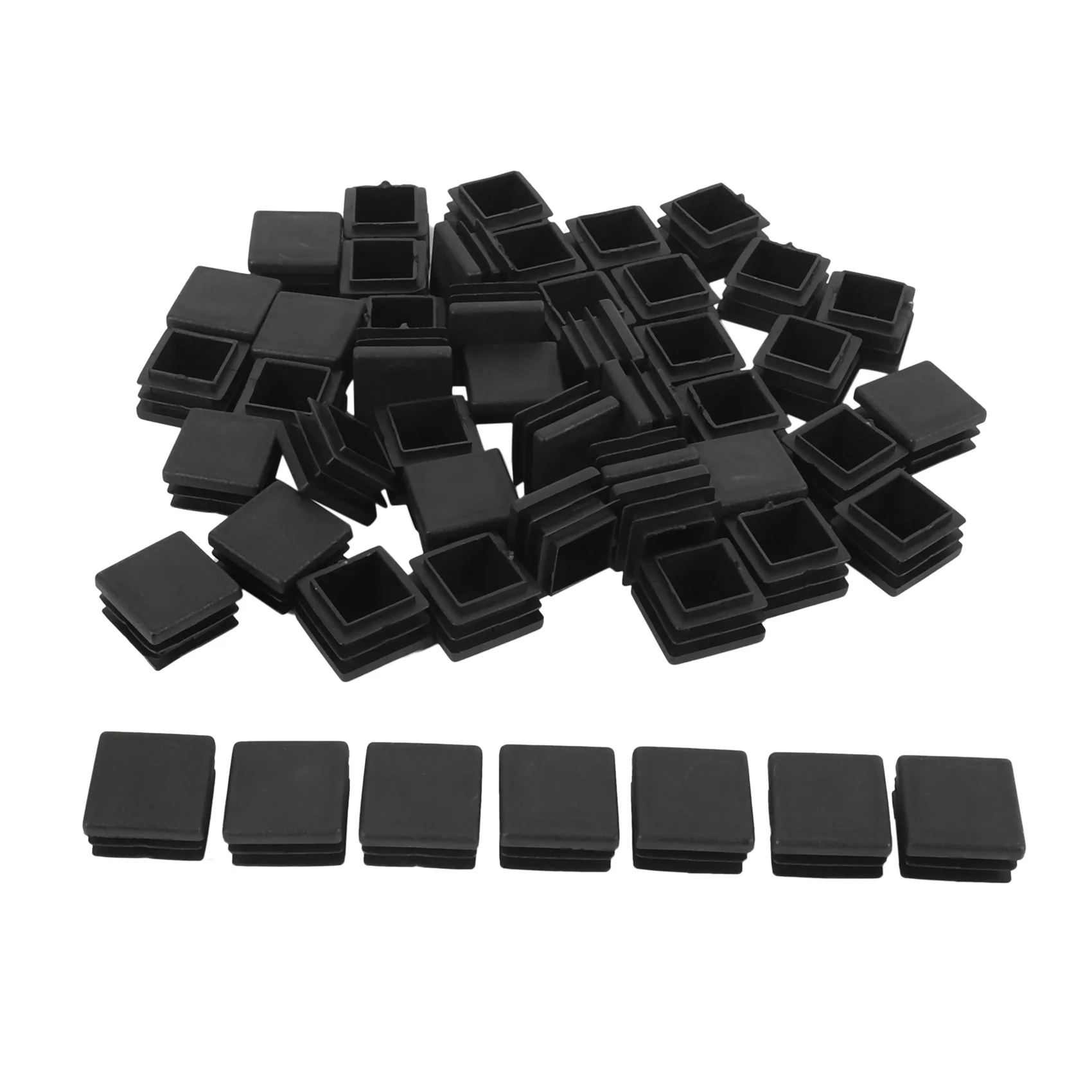 Chair Leg Plastic Blanking End Cap Square Tube Insert Black 20mmx20mm 50pcs