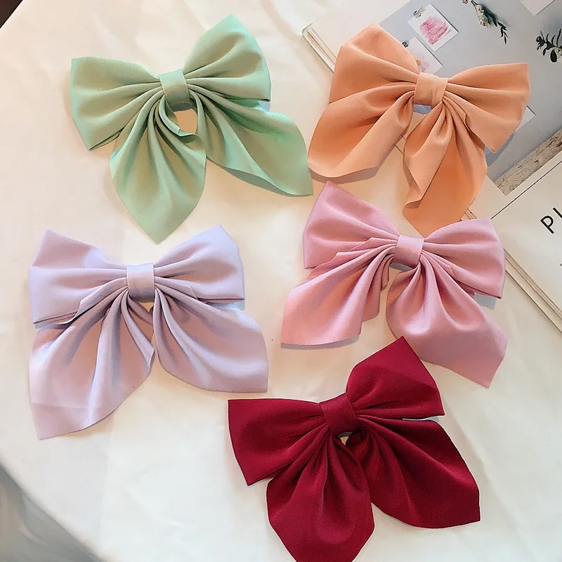 Fashion Simple Solid Color Bow Hair Clip Headpiece Duck Mouth Clip Hair Clip Women Hair Accessories