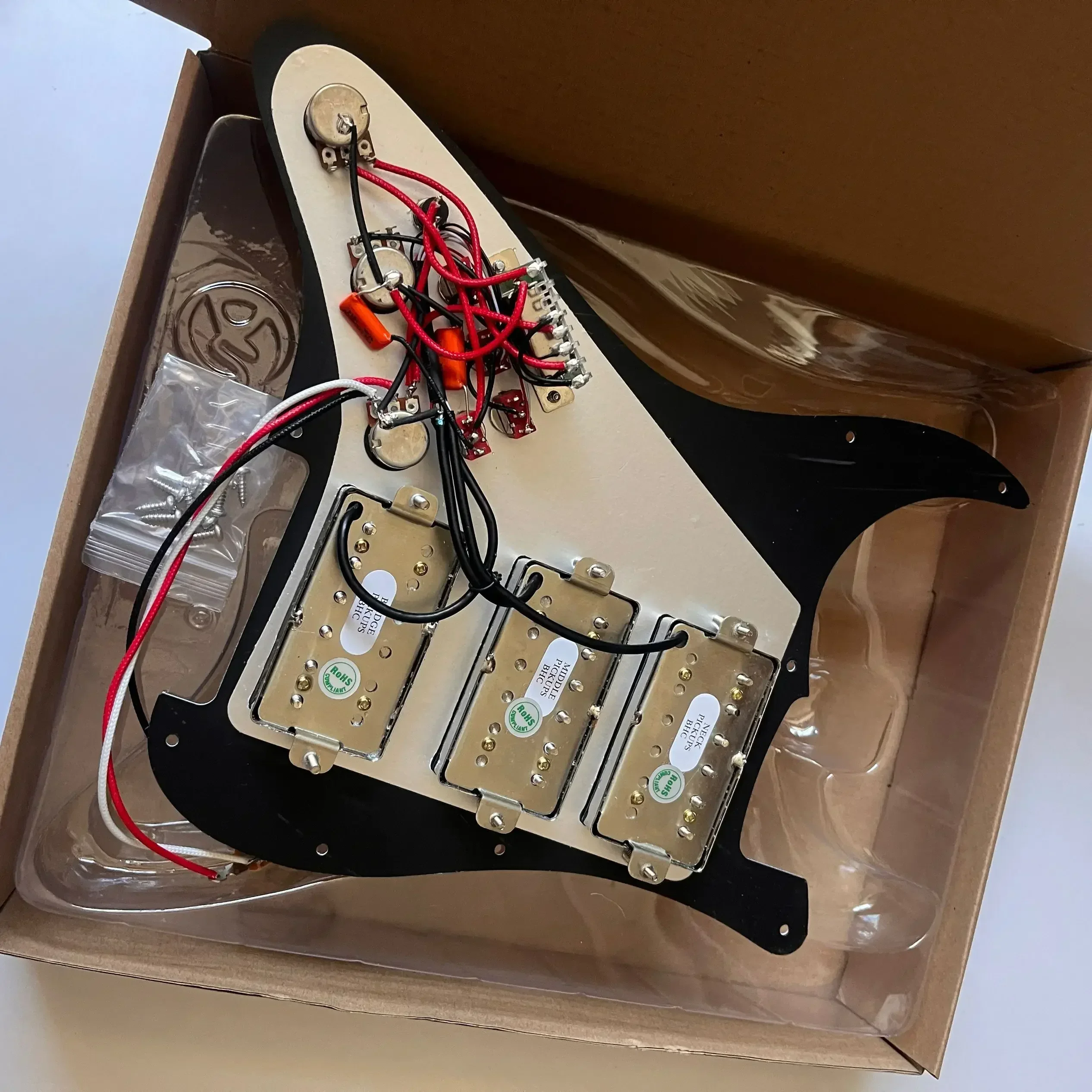 Guitar HHH Prewired Loaded ST Pickguard with Humbucker Alnico V Humbucker Pickups Coil Split Switch Set for ST Electric Guitar view 3