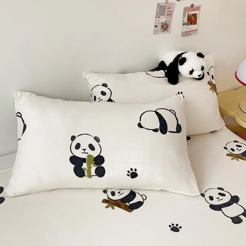 3pcs Panda Printed Flat Bed Sheet for Kids Cartoon Style Animals Printed Bed Cover Single/Queen/King Top Sheets for Double Bed image 4